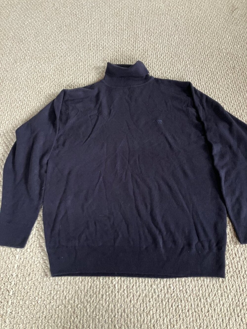 Rollneck Hugo Boss Mens 100% Cashmere Black Turtleneck Sweater XL Thick Logo